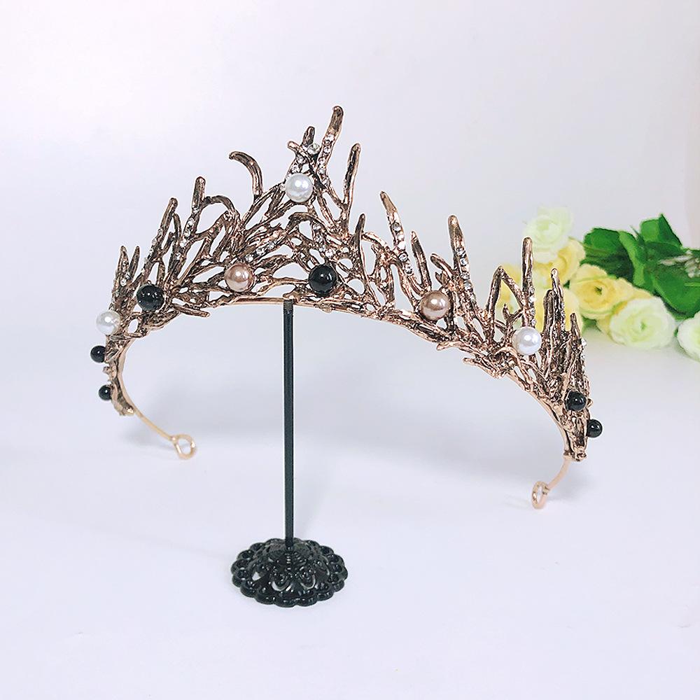 Baroque Retro Black Luxury Crown Bridal Tiara Wedding Dress Birthday Crown