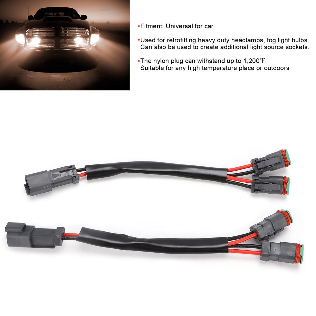 2pcs LED Work Light Socket Wiring Harness 2‑Lead 2Pin Male To Female Universal for Car