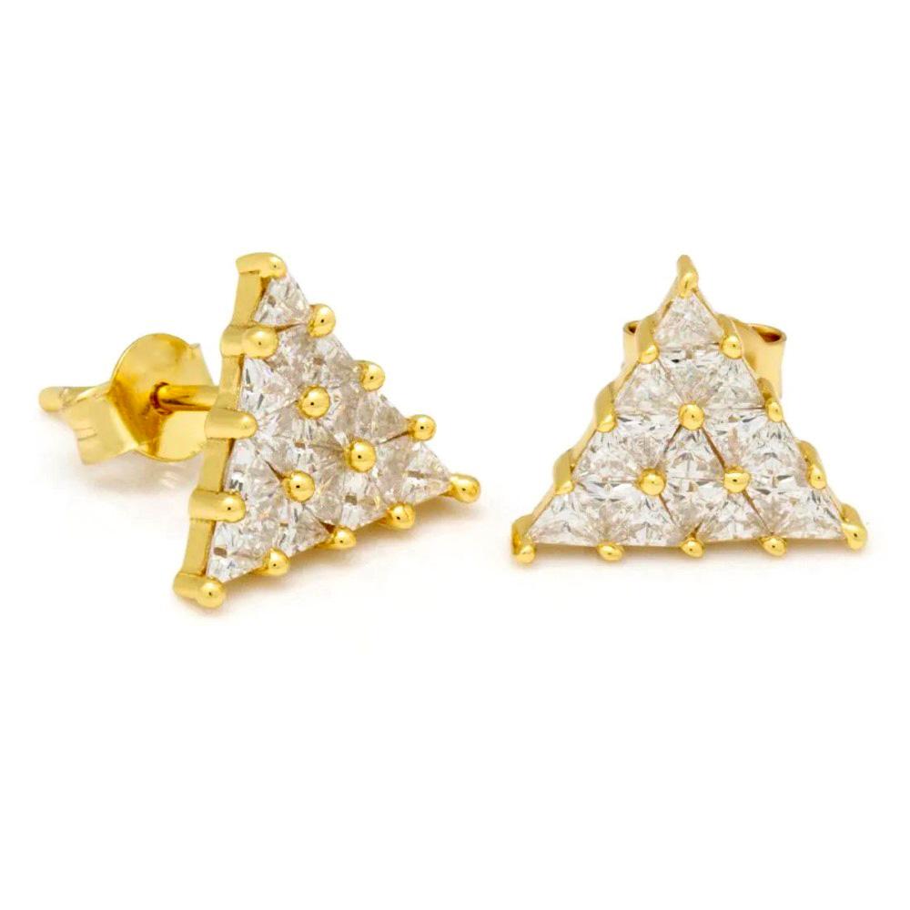 

Exquisite Hip Hop Iced Out Stud Earrings for Men Piercing Triangle Squares Zircon Threaded Ear Needle Punk Rapper Zircon E151