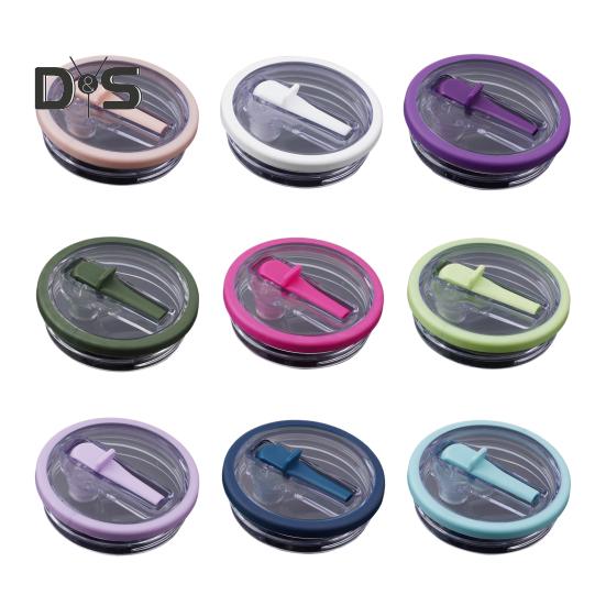 40oz Tumbler Flip Straw Lid Replacement Leak-Proof Splash Resistant Cover for Cup BPA-Free Reusable Glass Lid with Folding Straw