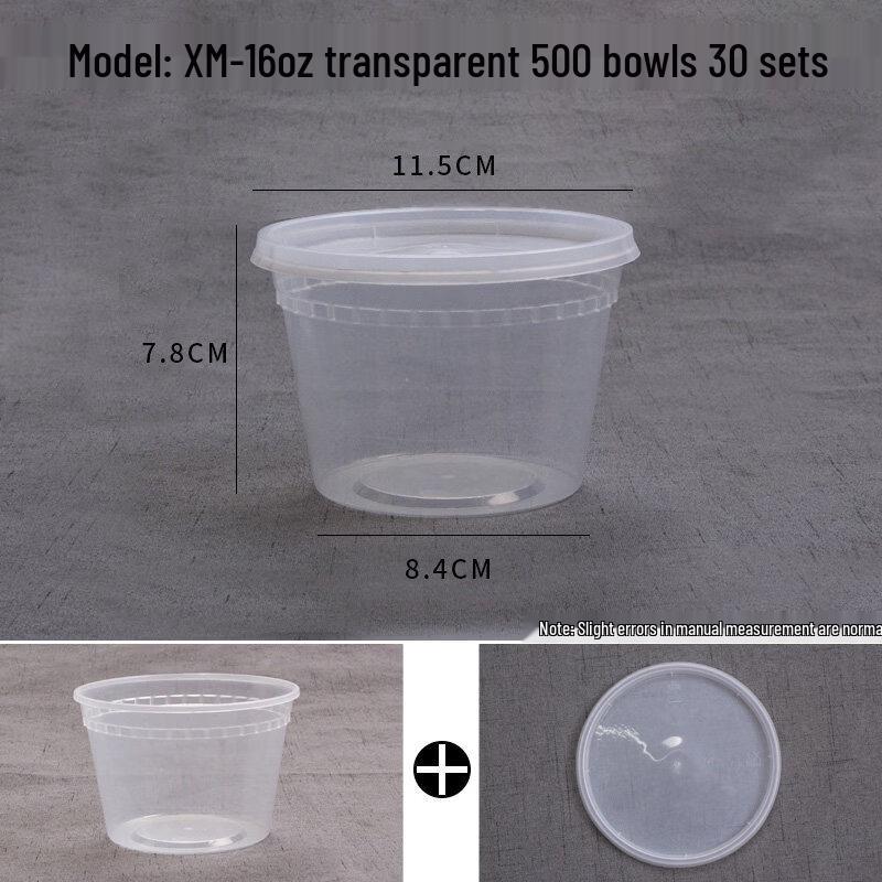 Tianyajing Disposable Food Grade Plastic Round Takeaway Bowls with Lids (30 Sets)