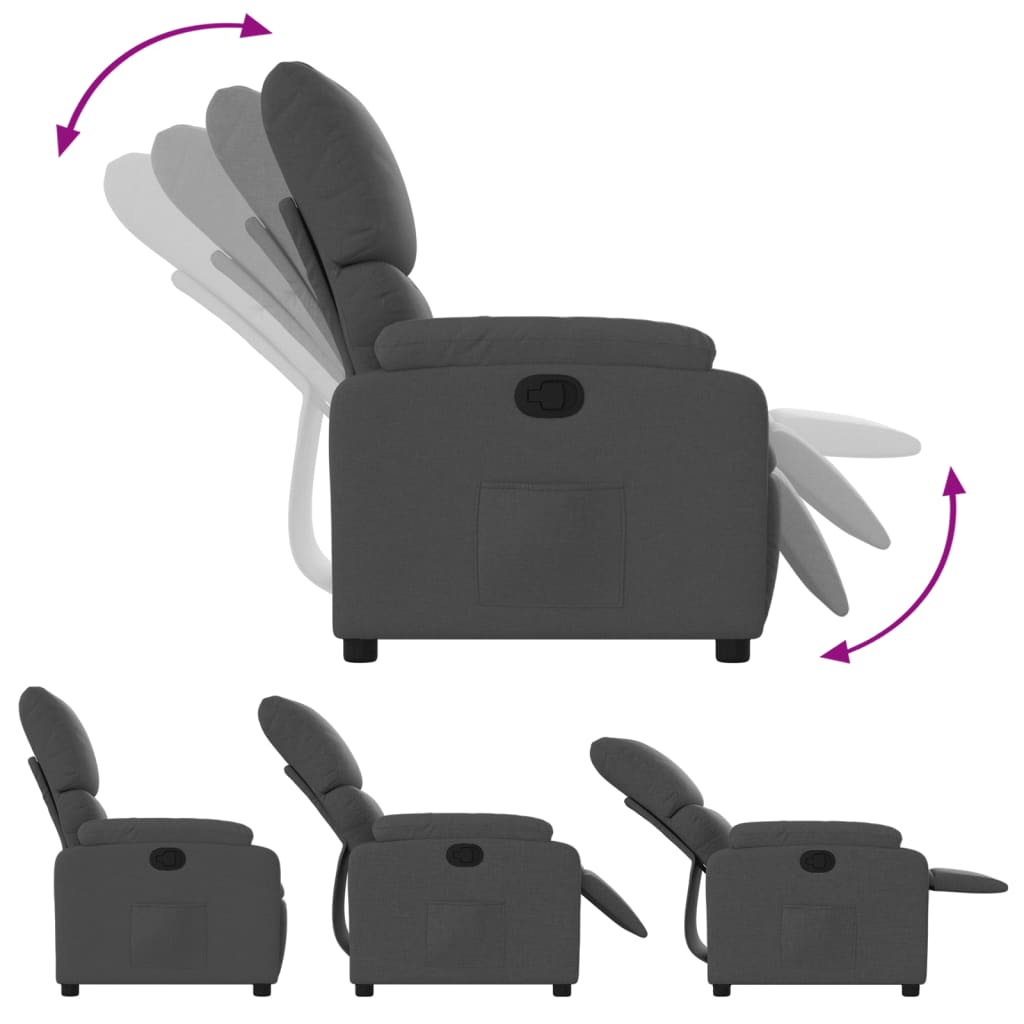 Vidaxl Foldable Armchair, Dark Grey, Fabric Upholstered