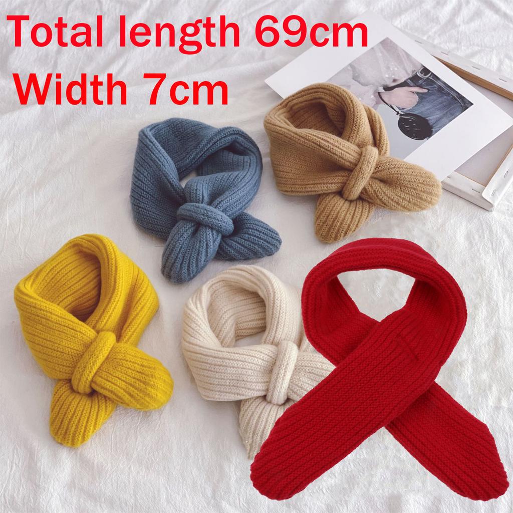 Children Cross Knit Scarf, Soft Solid Color Kids Winter Neck Warmer, Toddler Neck Collar Scarf