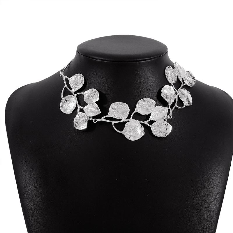 Exaggerated Metal Leaf Tassel Necklace for Women Creative Copper Color Ginkgo Leaves Clavicle Chain Personality Party Zircon медный