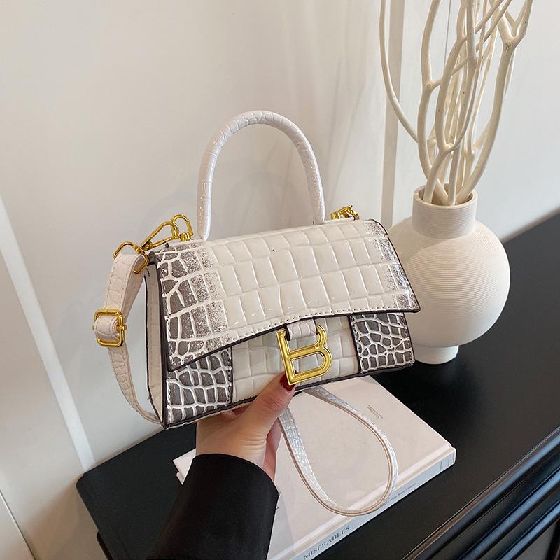 New High-end Light Luxury Crocodile Pattern Hourglass Bag Portable Shoulder Messenger Trendy Women's Bag