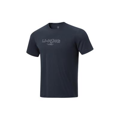Fitness Series Brand Logo Moisture-Wicking Quick-Dry Short Sleeve T-Shirt Men Tops Dark-Blue ATSU417-8