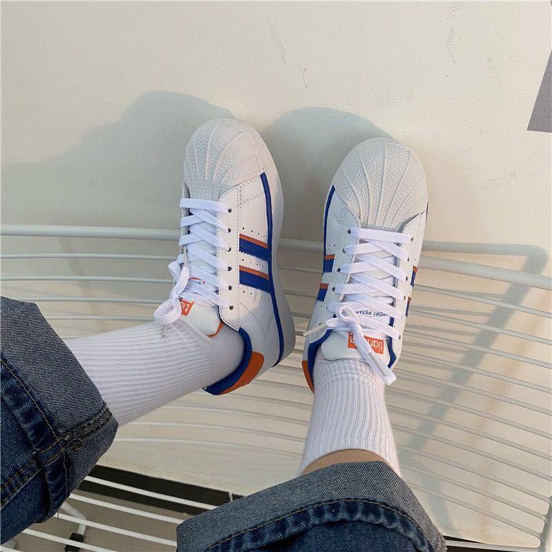 Vysokoškolský styl Barevné boty s mušlí Ulzzang Ležérní Ploché Sportovní Boardové boty Ženy