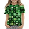 Children's Fashion Casual Short-sleeved St. Patrick Print Crew-neck T-shirt Top