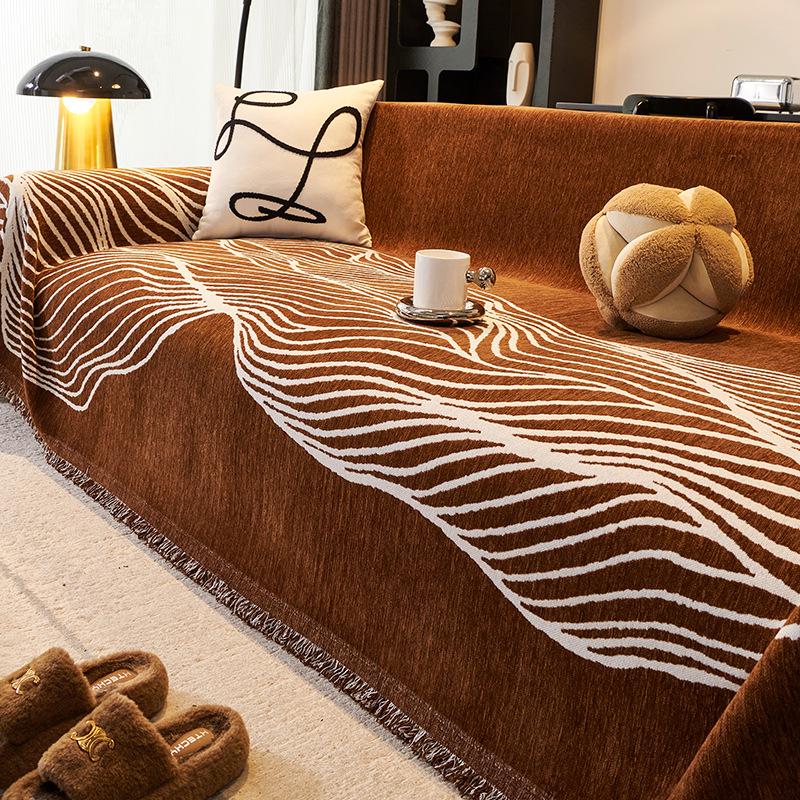 Chenille Sofabezug im Retro-Stil - Maschinenwaschbar, Rutschfest, Kratzfest, Einteiliger Überwurf.