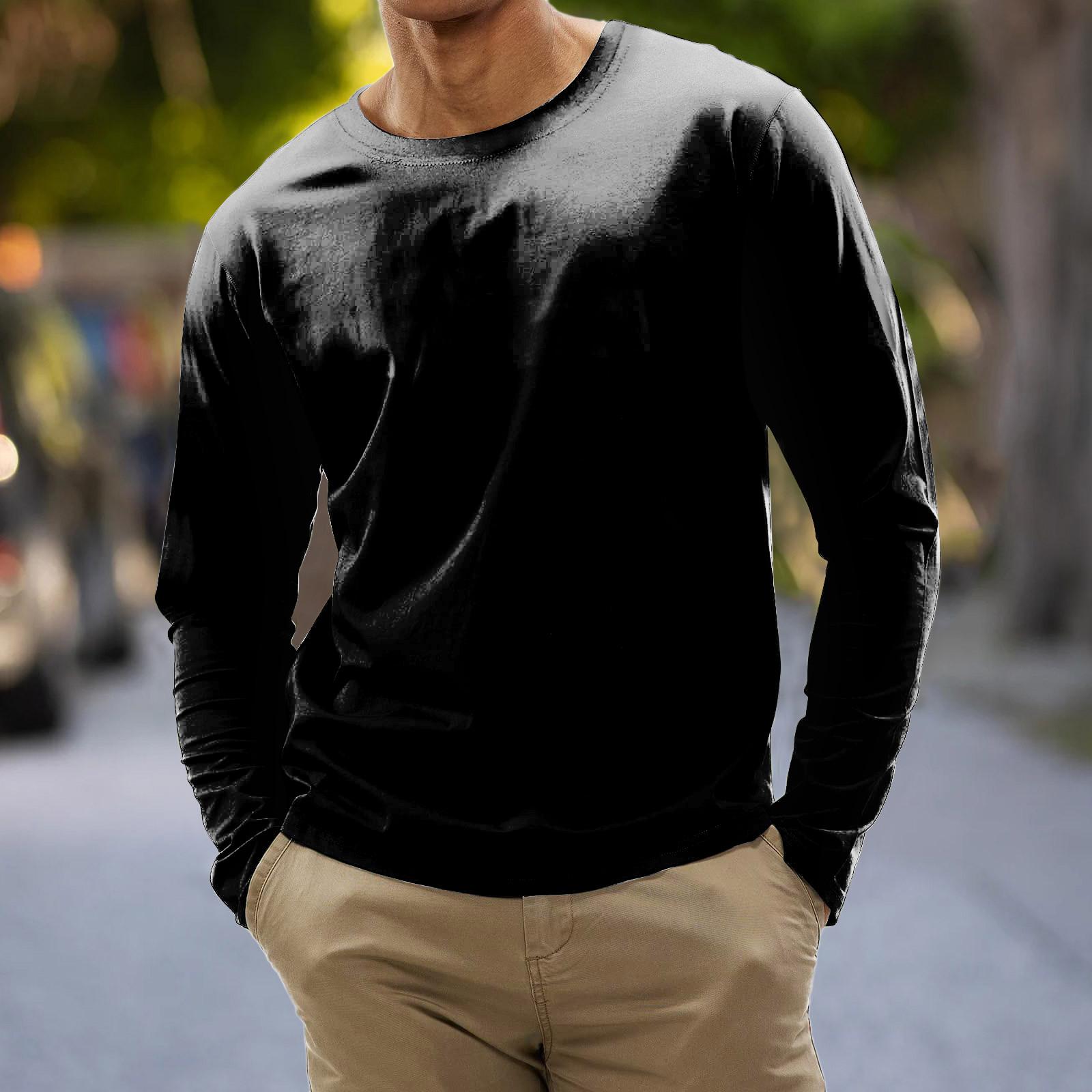 

Мужская мода повседневная полосатая рубашка с длинным рукавом и круглым вырезом, топы, мужская футболка 6XL чёрный