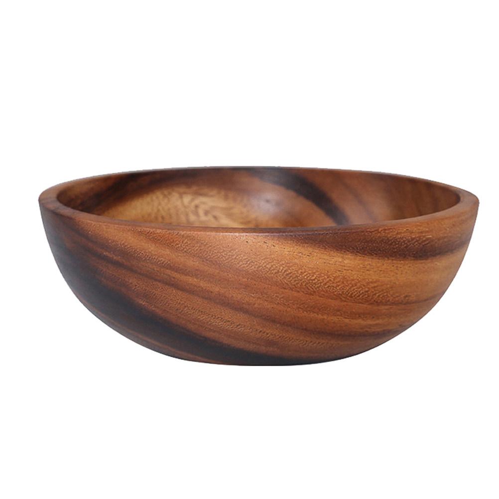 1Pcs Wood Tableware Salad Bowl Fine Workmanship 18x7.5cm Natural Texture Fruit Snacks Food Serving Bowl Dessert Container