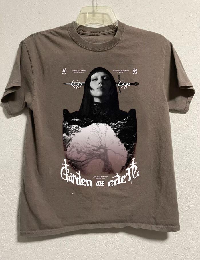 Винтажная коричневая футболка унисекс с графическим принтом Lady Gaga, короткий рукав AHN01030 M