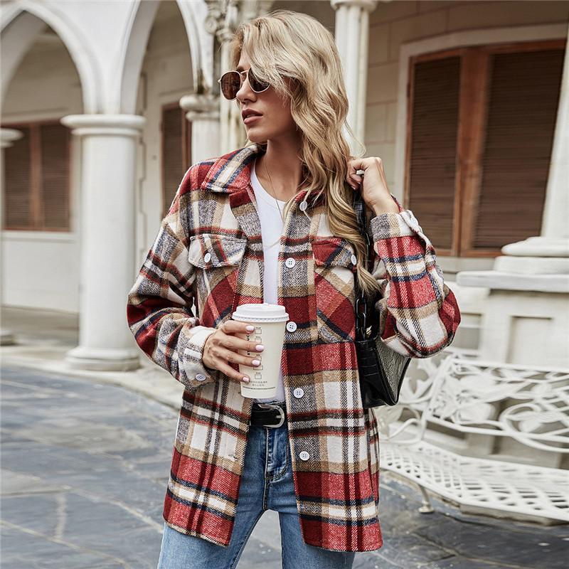 Plaid Outdoor Buttoned Shirt Jacket 