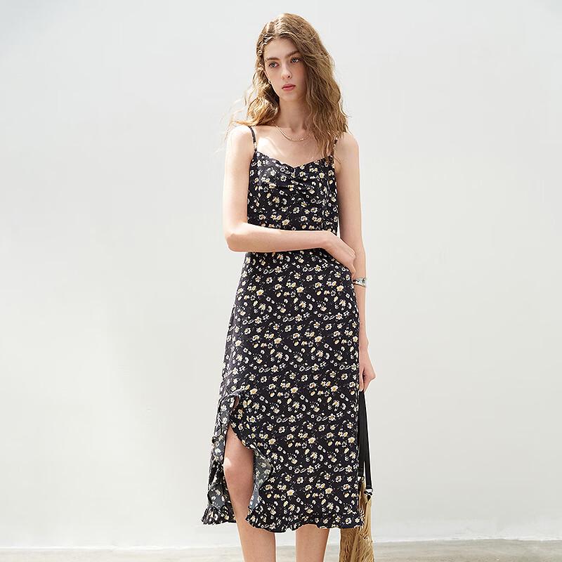 Chuyu Yellow Floral Slit Camisole Maxi Dress