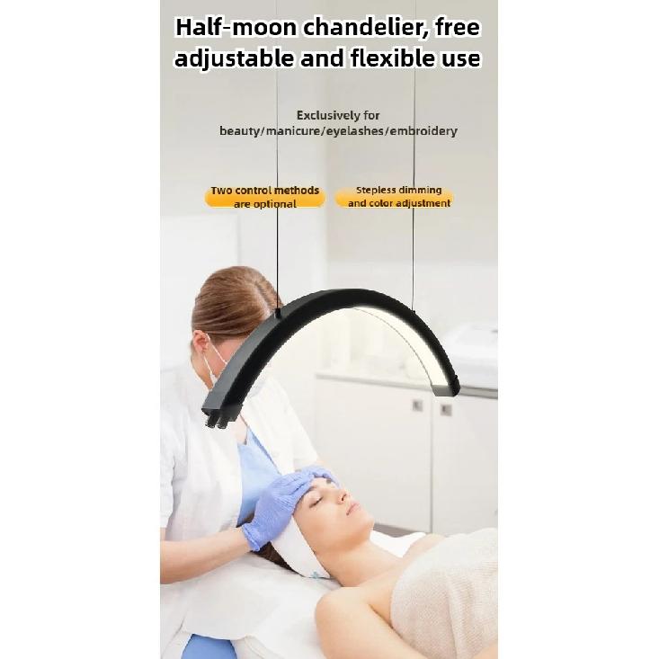 New 48W Half Moon LED Eyelash Lamp Nail Beauty Eyelash Chandelier, 2700K-5600K3 Color Arbitrarily Adjustable Dimming Beauty Lamp