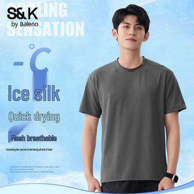 Baleno S&K Serie Herren Kurzarm-T-Shirt aus Eis seide