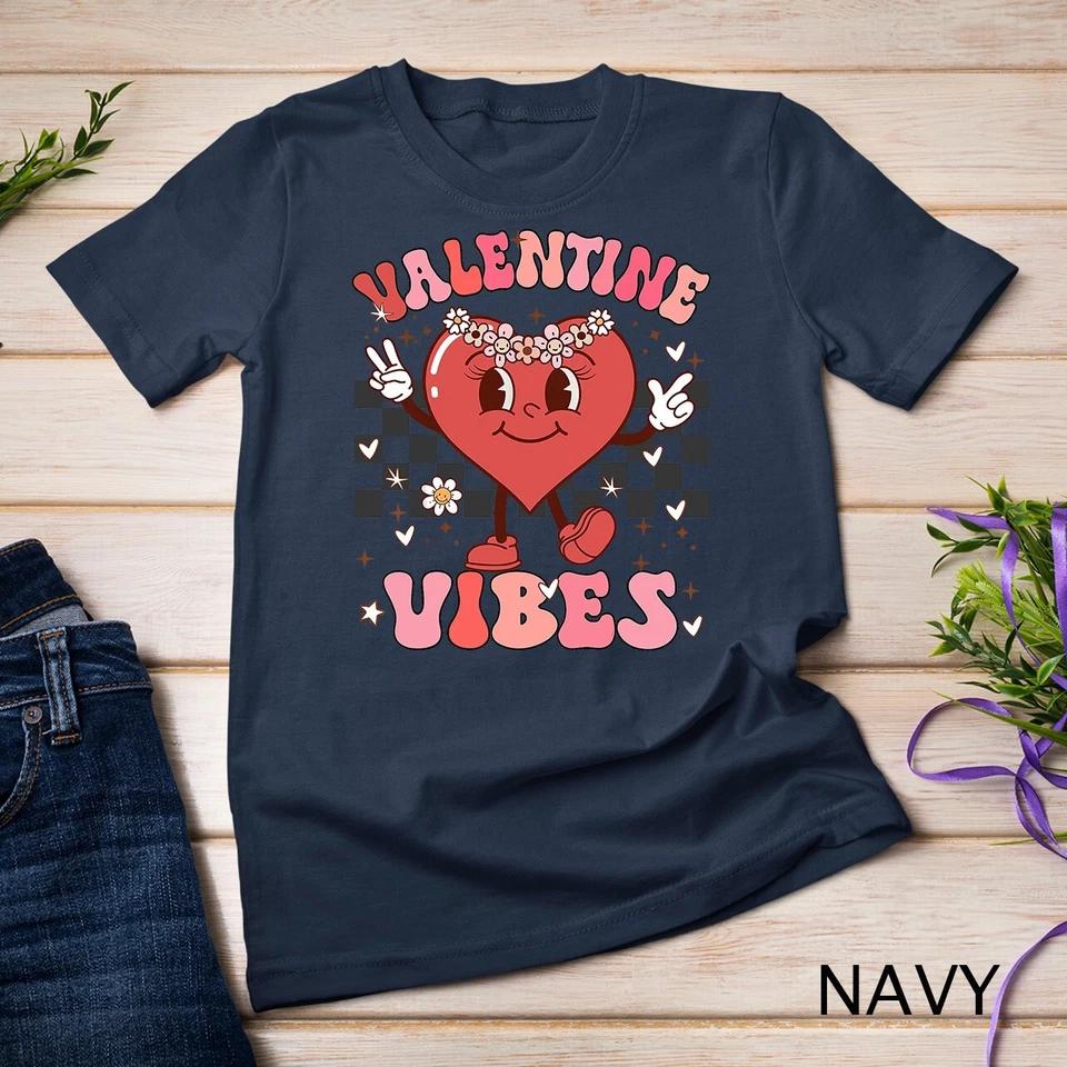 Groovy Checkered Valentine Vibes Valentines Day Girls Womens Unisex T-shirt 6 3XL