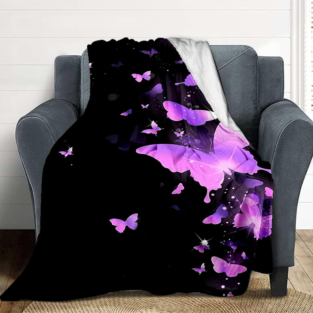 Purple Butterflies Flannel Blanket Throw Blanket Soft Warm Sofa Bed Camping Car Home Decor Unique Christmas Gift C9302528