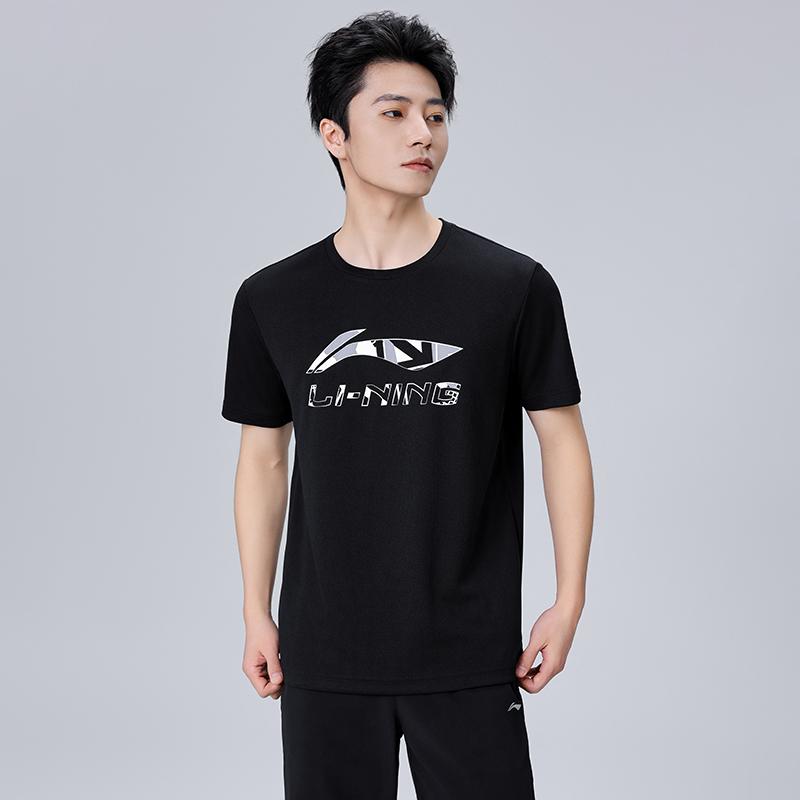 Li Ning Logo Loose Fit Quick Dry Short Sleeve T-Shirt Men Tops Black AHSU975-1