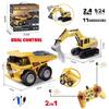 2 In 1 11CH Remote Control Car RC Trailer Flat Trucks Combination Truck Set with Excavator Engineer Vehicle 2.4G Christmas Gifts