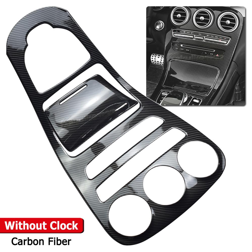 Decorazione Adesivo in Fibra di Carbonio Pannello Copertura Console Centrale Auto Rivestimento ABS Per Mercedes Benz Classe C W205 C180L C200 C300 2015-2018