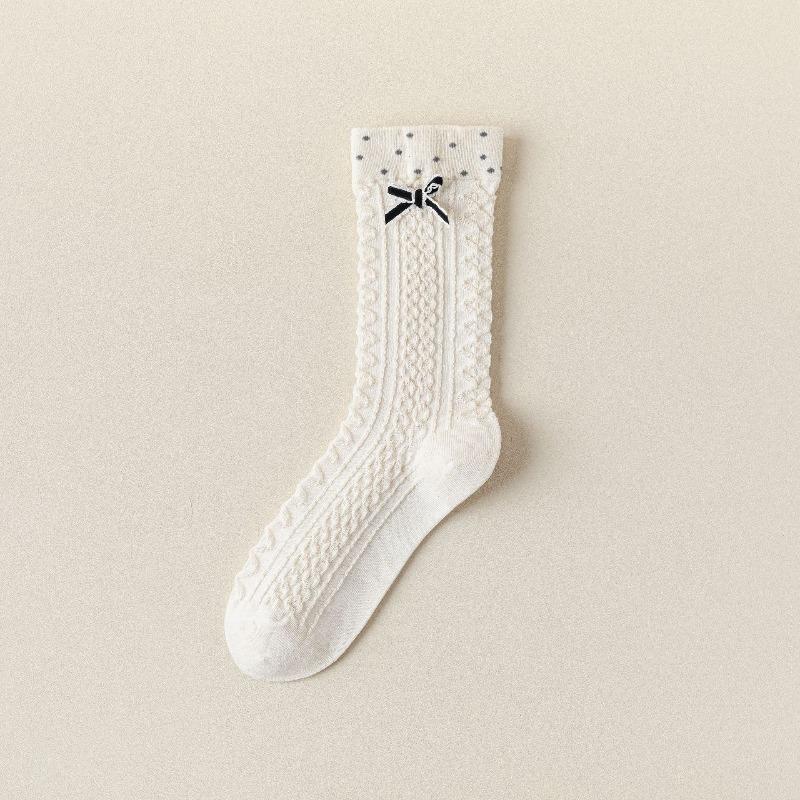 

Ladies Fall New Style Polka Dot Bow Lace Lace Ballet Wind Tube Socks 1 pair