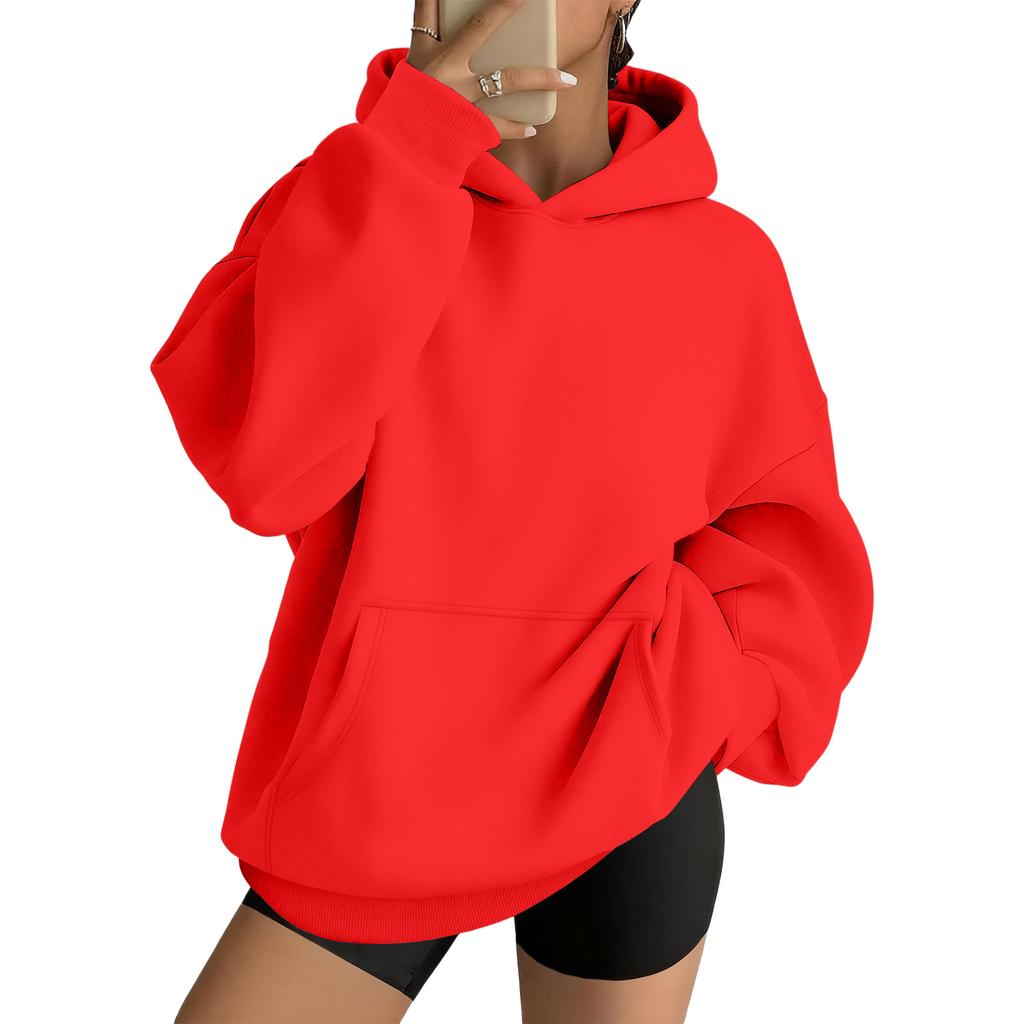 Women's Oversized Drop Shoulder Hoodie Pullover Long Sleeve Casual Loose Fit