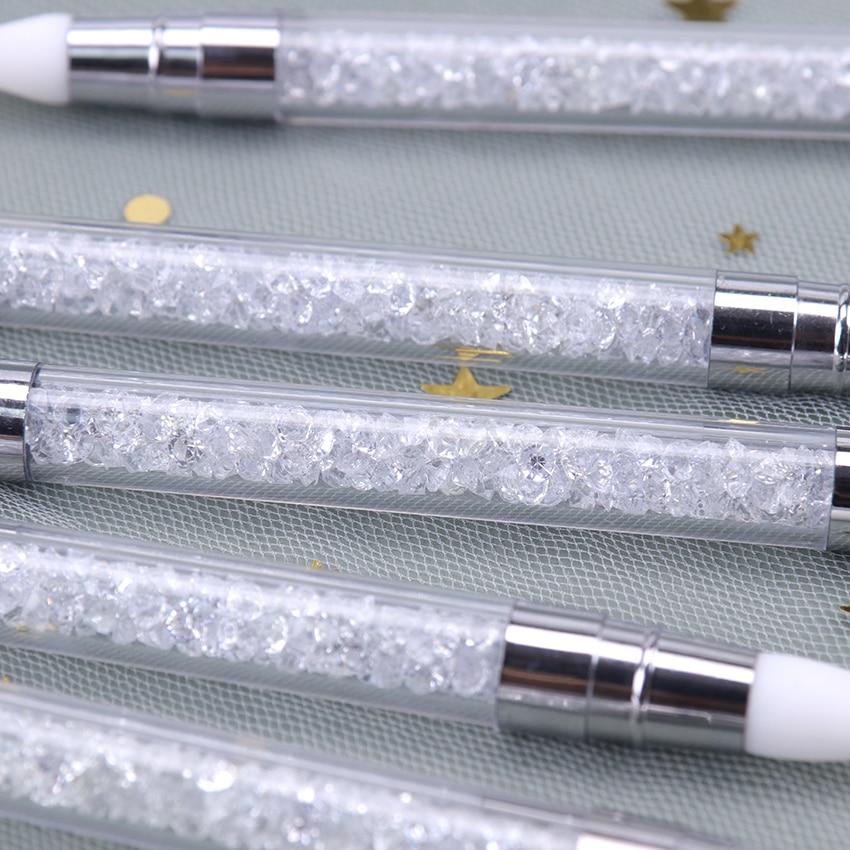 2 db kétvégű 2 irányú körömdíszítés szilikon szobor tollfaragás barkácsfestés csillogó strasszos akril manikűr pöttyöző eszköz