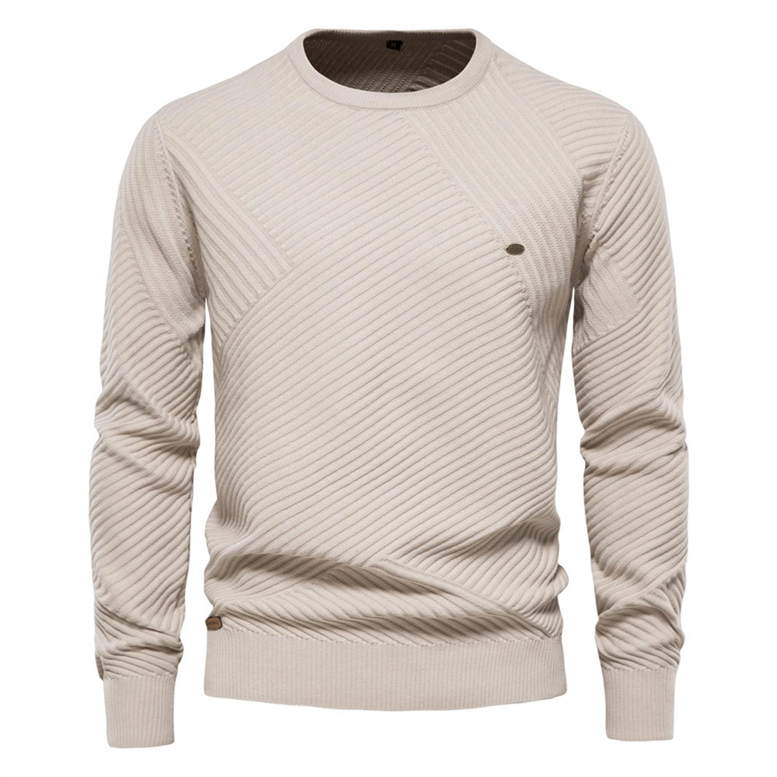 And Winter Men s Round Neck Pullover Sweater Color Bottomed Cotton Sweater XXL хаки