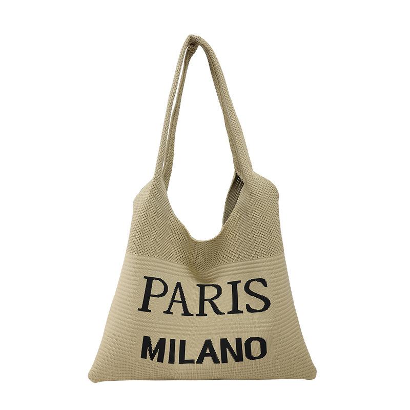 Nová flow pletená taška s písmenem retro móda tote taška korejská deska univerzální velkokapacitní nákupní taška taška přes rameno dámská