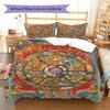 Buddhism Wheel Pattern Bedding Quilt Set Quilt Cover Pillowcase Home Decoration Gift (1 * duvet cover + 2 * pillowcase, without core)