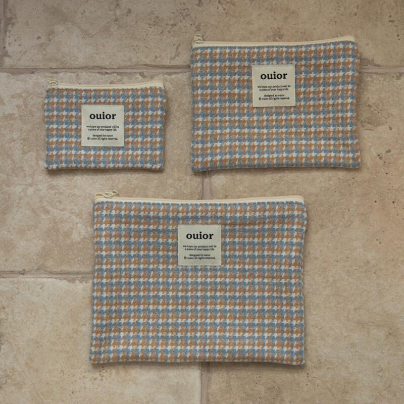 Flat Pouch - Wool Check (L) (3 colors) (single item)