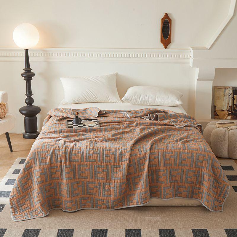 WOSTAR Summer 6 Layer Pure Cotton Muslin Towel Quilt Thin Throw Blanket Cool Bedspread Air-conditioning Cozy Comforter 150x200cm