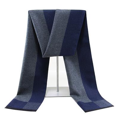 Business Men's Scarf, Warm and Thickened In Winter, Simple Black and Gray Color Matching Plaid Scarf for Men