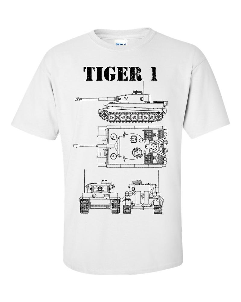 Tiger 1 Tank TShirt Technical Drawing Blueprint WW2 GerUnisex Army Shirt 2XL