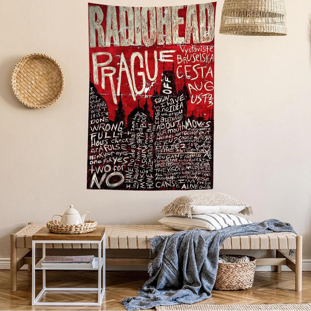 Vintage Rock Band Characters Radiohead Printed Large Wall Tapestry Indian Buddha Wall Decoration Witchcraft Bohemian Hippie