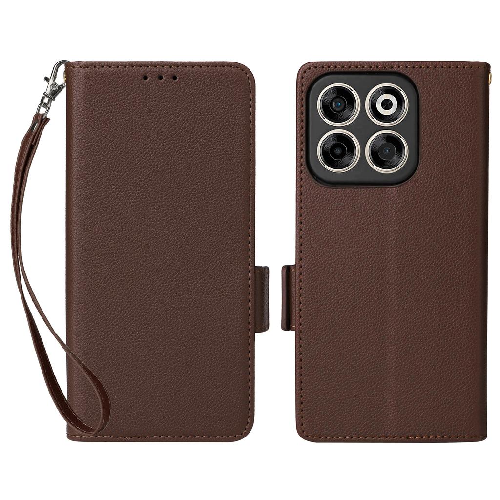 For ZTE Blade V70/nubia V70 Case with Wrist Strap Litchi Texture PU Leather Wallet Phone Cover