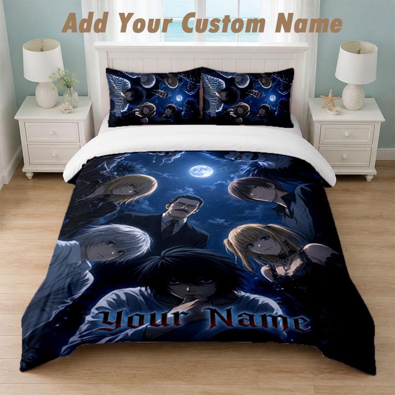 Bedding Set 1 Duvet Cover 2 Pillowcases Death Note Print Soft Bed Linen Bedroom Decor