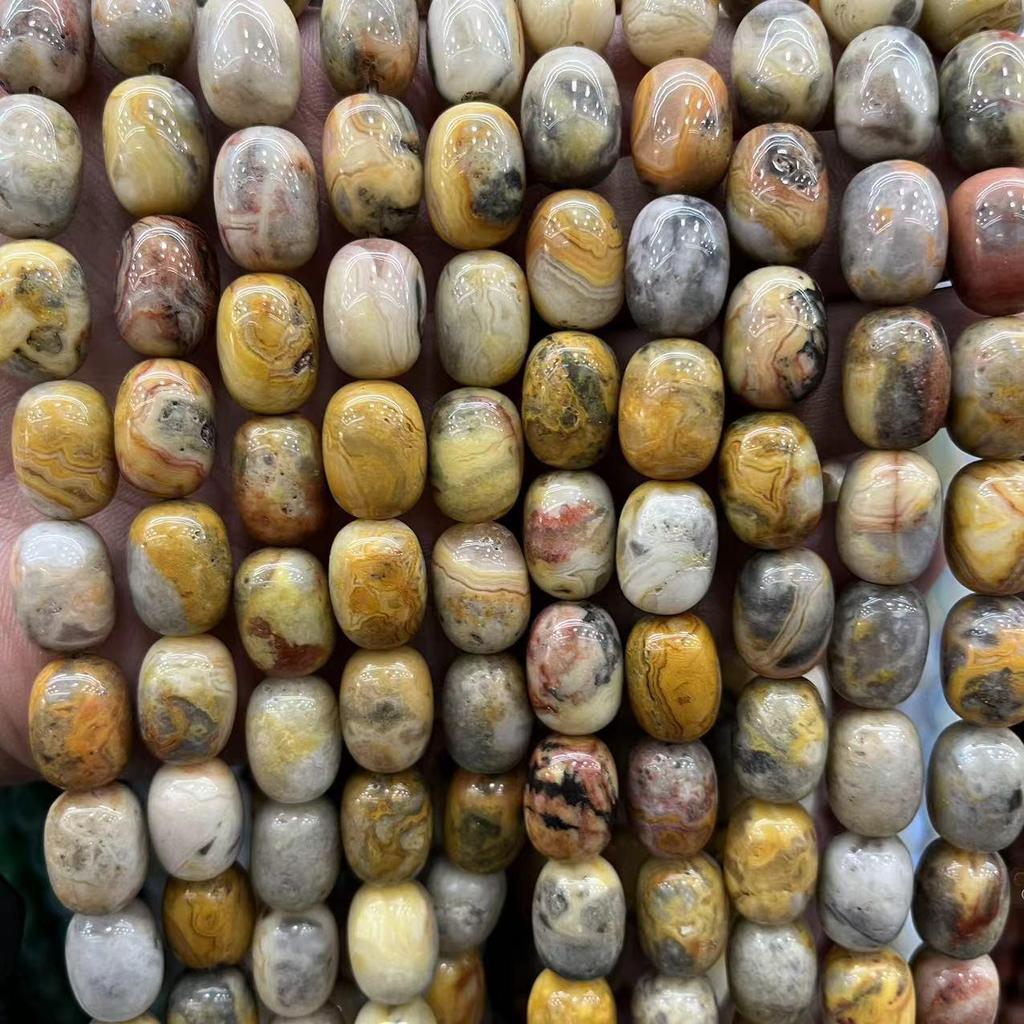 10x14mm Natural Crystal Striped Agate Drum Beads for Jewelry and DIY Accessories