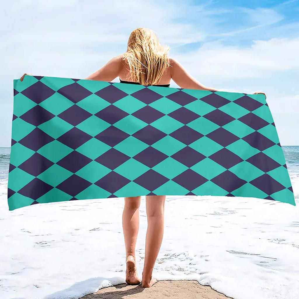 Checkerboard Print Beach Towel - Soft Absorbent Towel for Modern Style, Unique Design for Everyday Use and Comfort