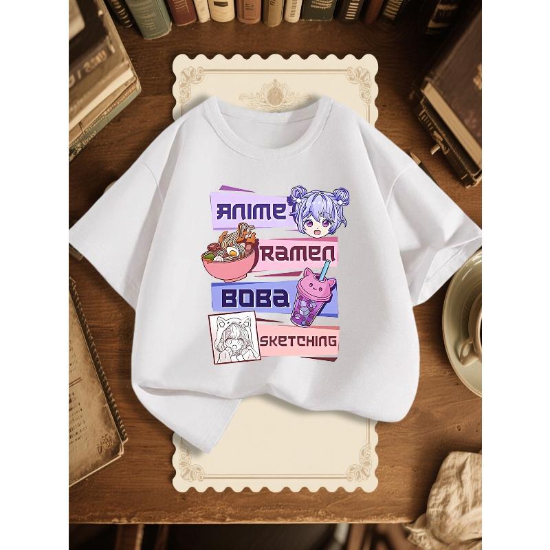 European sizes Girls Fashion Round Neck T-Shirt 110 белый