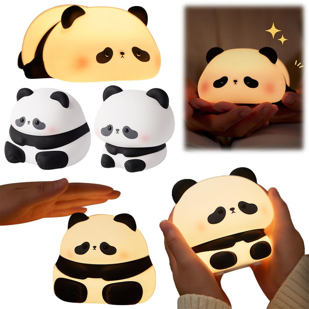 Soft Cute Panda Touch Light Bedside Sleeping Night Light USB Rechargeable LED Squishy Panda Lamp Bedroom Decoration for Children