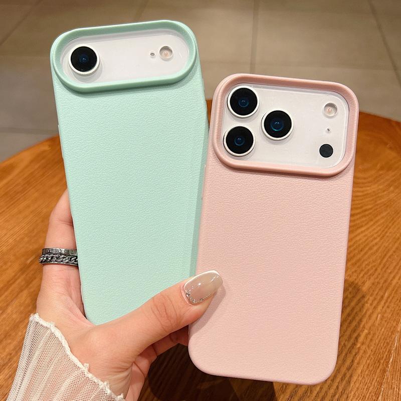 Leather Texture Soft TPU Shockproof Phone Case For iPhone 17 Air 16 15 Pro Max 12 13 14 15 Pro 11 Solid Color Silicone Cover Fundas