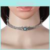 Eurostyle Geometrische Legering Kunstmatige Turkoois Ketting Voor Vrouwen En Mannen Met Vintage Zilveren Afwerking