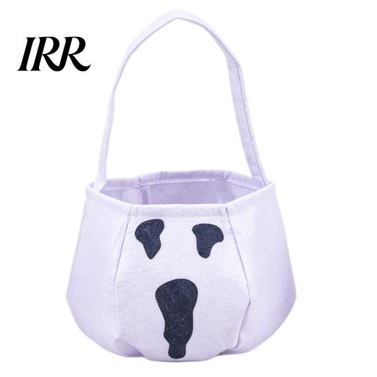 Halloween Bag Cute Treat or Trick with Handle for Kids, Reusable Non Snack Woven Candy Goodie Bag, Soft Handbag Basket Party Favors