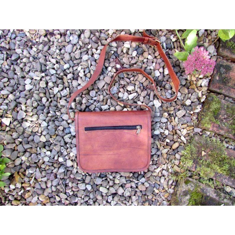 Taška pro tátu, obyčejná přední kožená brašna, 7”x9” crossbody hnědá kožená pánská taška, kožená taška přes rameno pro něj, unisex obyčejná přední taška