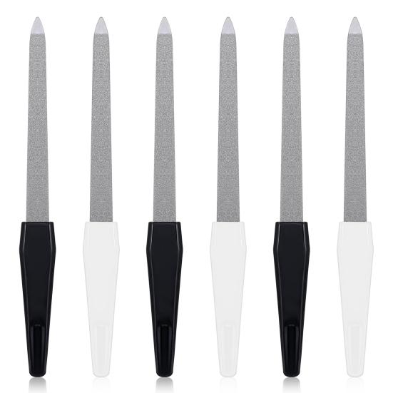 8Pcs Double-sided Metal Nail File with Ergonomic Non-slip Handle Professional Men Women Stainless Steel Gel Acrylic Fingernail File Emery Board