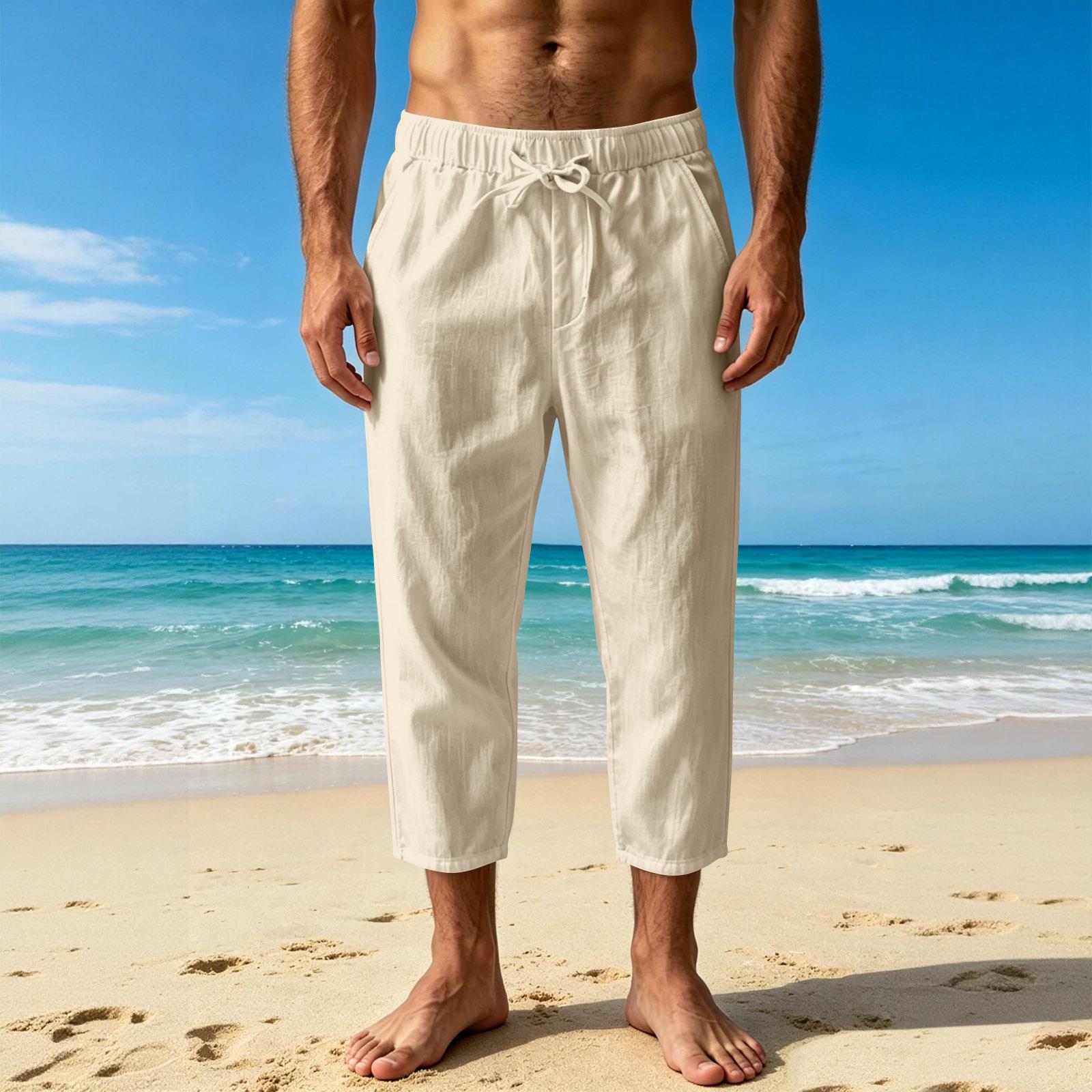 

Men s Summer Drawstring Pants Men s Casual Sports Beach Pants XL хакі