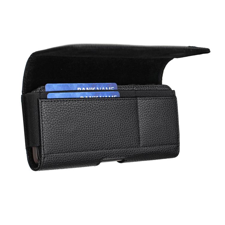BFB21 Horizontal Litchi Texture Vegan Leather Phone Waist Bag Belt Pouch Holster Case