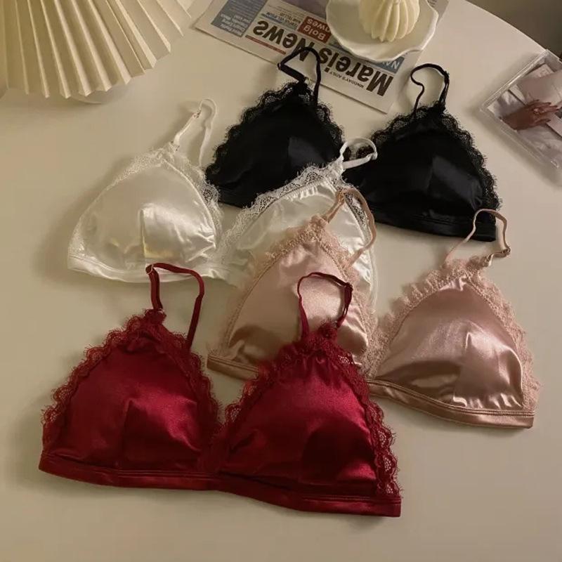 

Кружевной французский треугольный пуш-ап камисоль – Беспроводной, с защитой от провисания, тонкий бандажный топ с подкладкой для маленькой груди One Size розовый